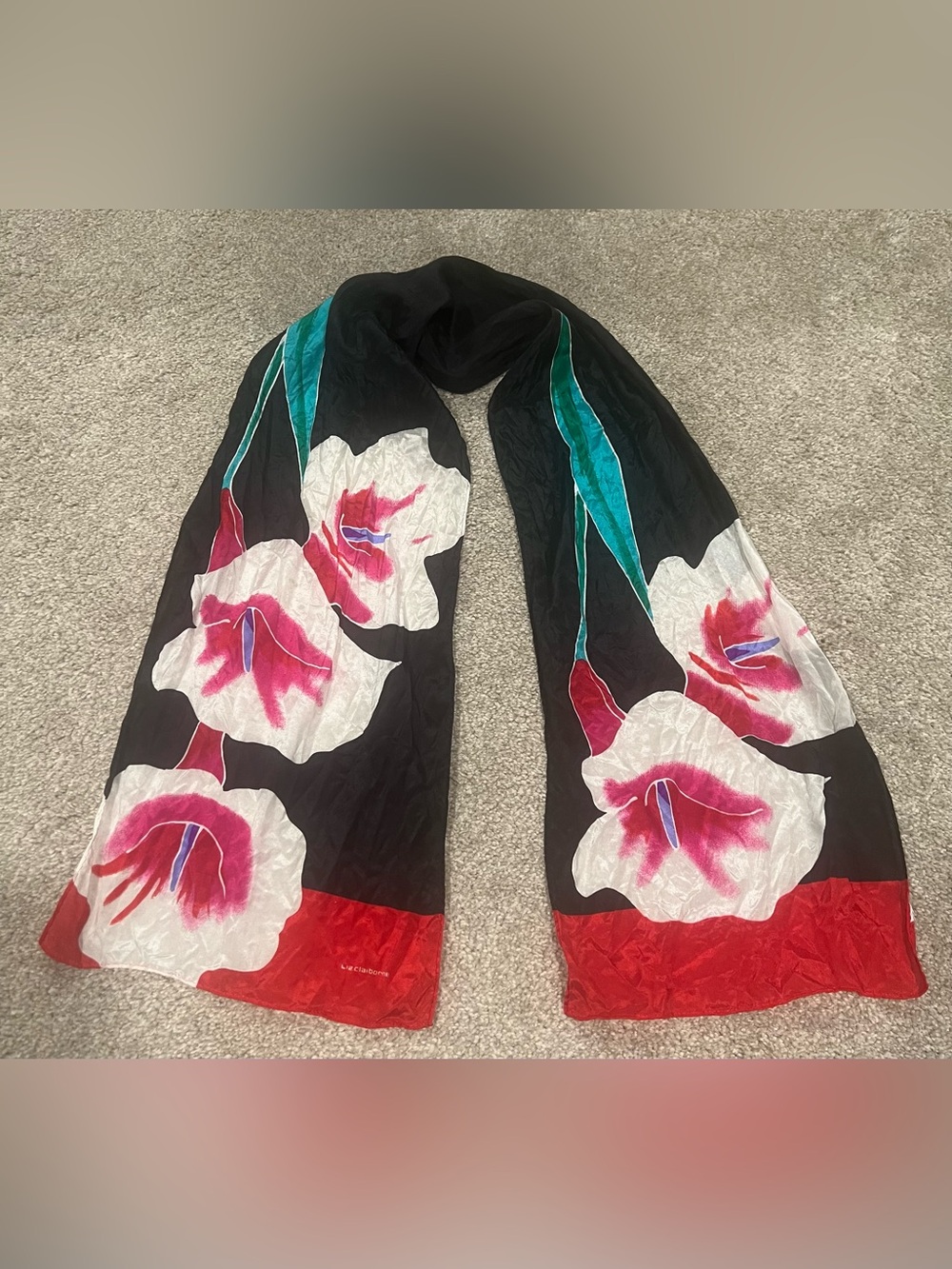 Vintage Floral Silk Liz Clairborne Scarf